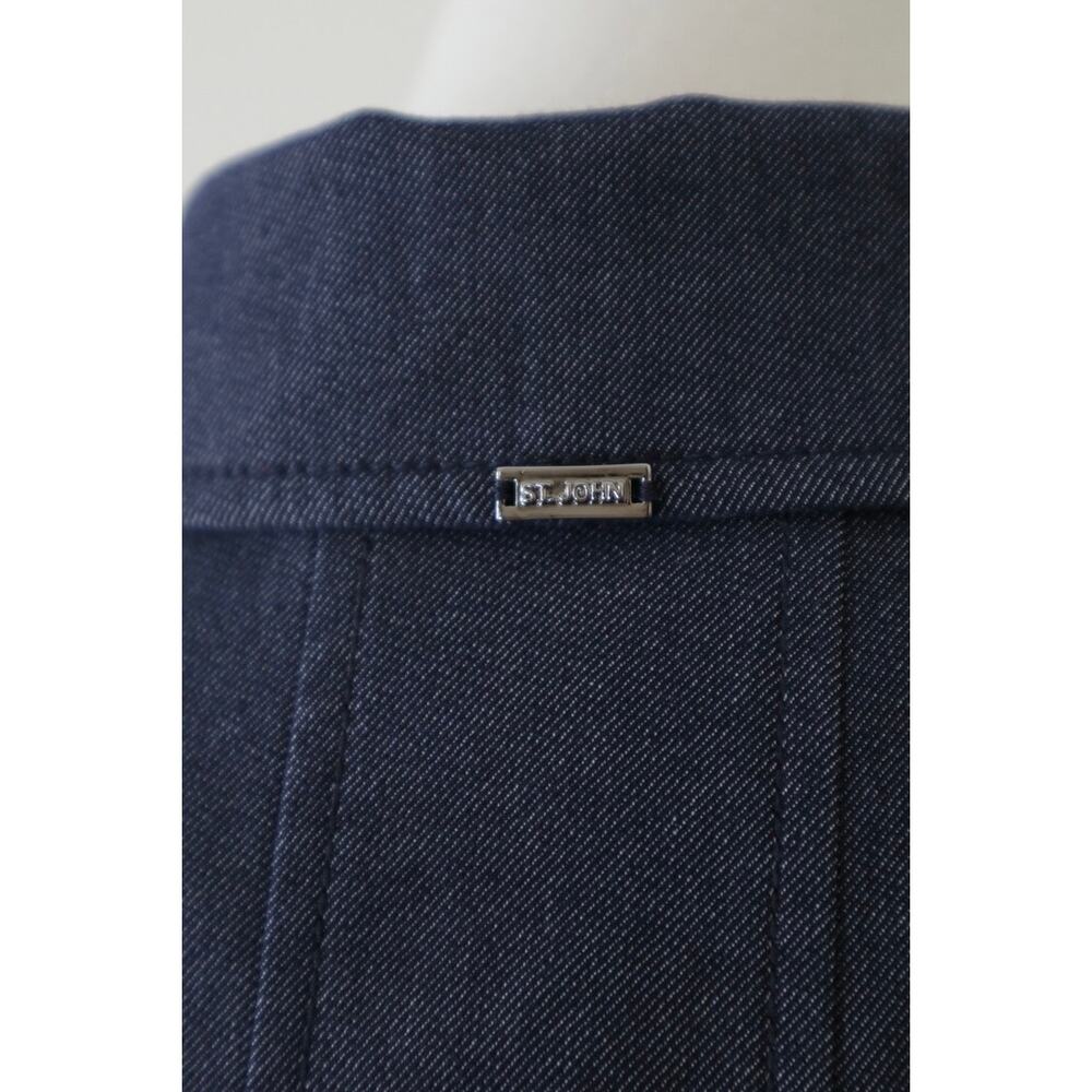 St John Size M Double Breasted Short Swing Jacket Stripe Blue 3/4 Sleeve - Picture 12 of 14